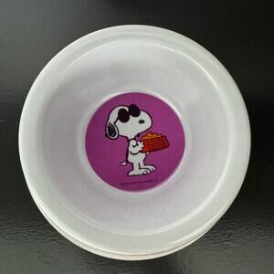 Peanuts Snoopy Dog Bowl Pink Plastic Pet Food Water Dish Small Cartoon